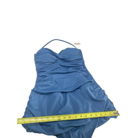 Petrol Blue Size 16 One Piece Bathing Suit Ruching 50s Retro Style, New - Picture 10 of 10